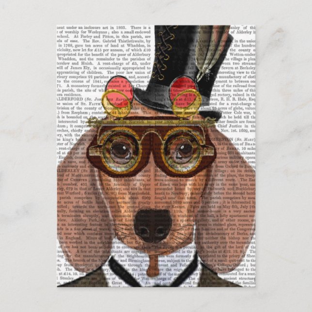 Dachshund with Top Hat and Goggles Postcard (Front)