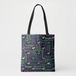 Dachshund Word Art Tote Bag