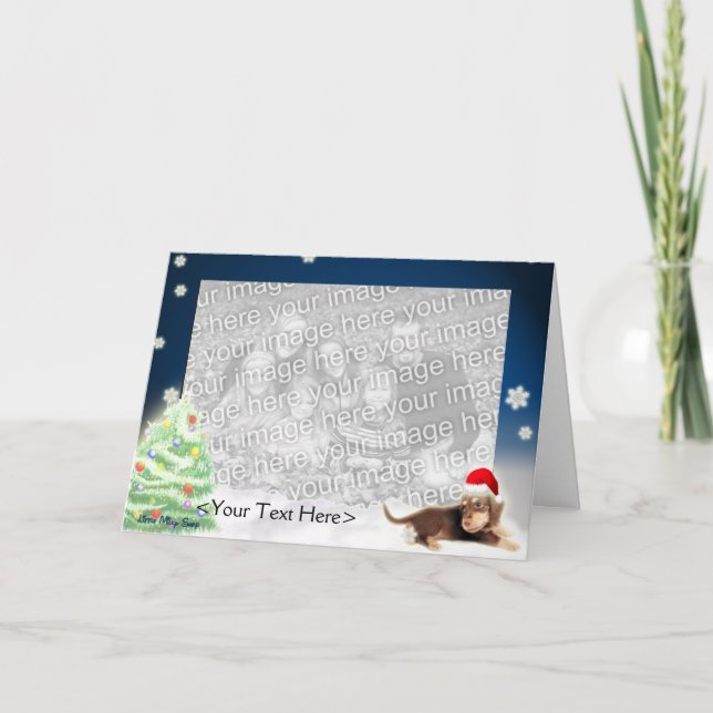 Dachshund Xmas Photo Card (Customisable) (Front)