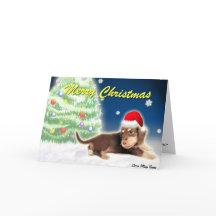 Dachshund Xmas Tree (Customisable) Card