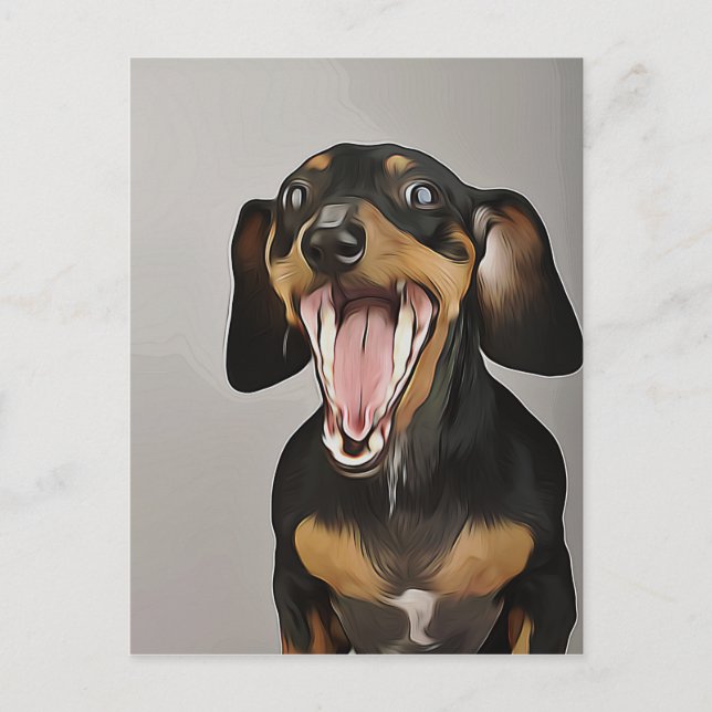 Dachshund Yawning Dachshund Birthday Poster Postcard (Front)