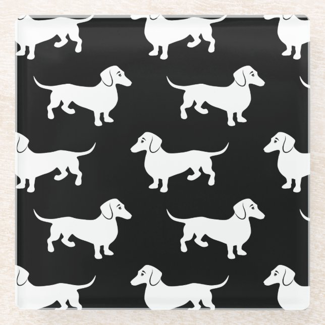Dachshunds All Over Glass Coaster (Front)