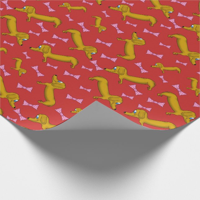 Dachshunds and Bows Wrapping Paper (Corner)