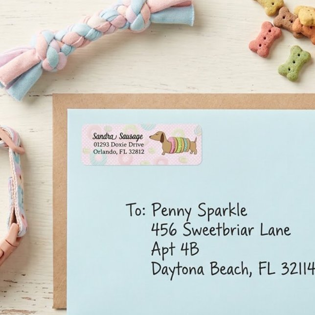 Dachshunds and Doughnuts Return Address Labels Dox (Dachshunds and Donuts Return Address Labels Doxies)
