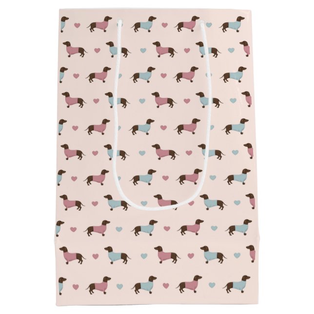 Dachshunds and Hearts Medium Gift Bag (Back)