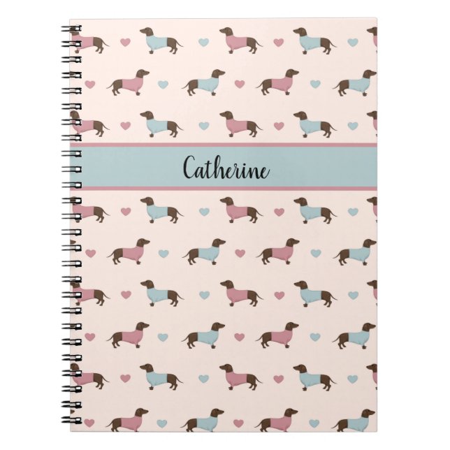 Dachshunds and Hearts Notebook (Front)