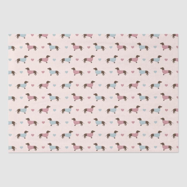 Dachshunds and Hearts Tissue Paper (Front)