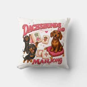 Dachshunds and Mahjong Cushion