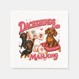 Dachshunds and Mahjong Napkin