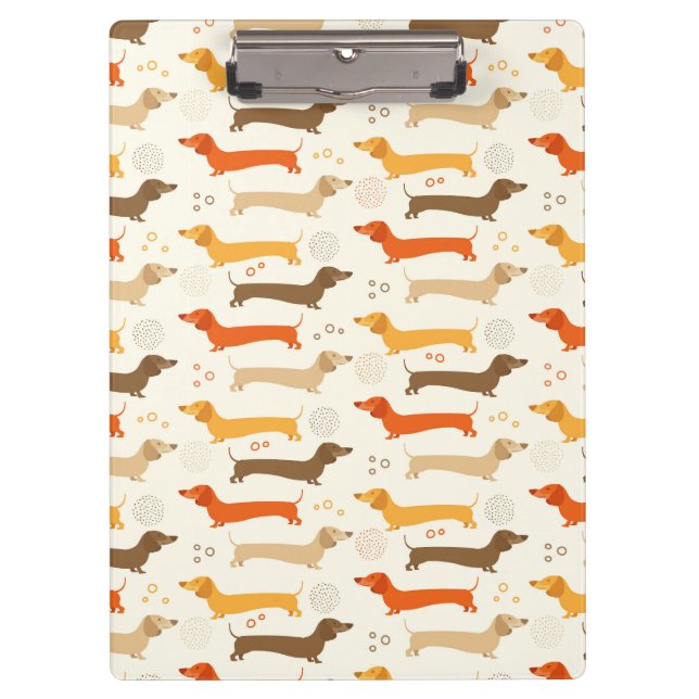 Dachshunds and Polka Dots Clipboard (Front)