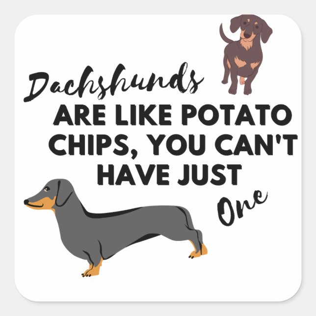 Dachshunds Are Like Potato Chips You Can't Have 1 Square Sticker (Front)