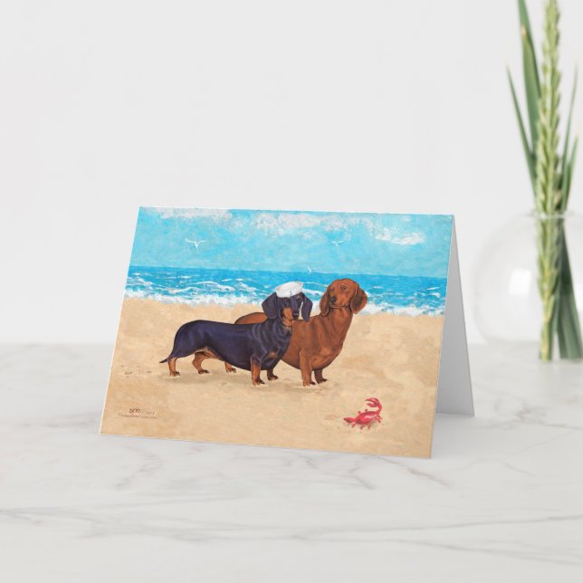 Dachshunds at the Beach  Card (Front)