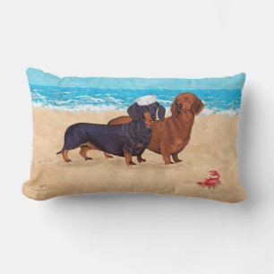 Dachshunds at the Beach Lumbar Cushion