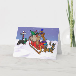 Dachshunds at the North Pole Holiday Card