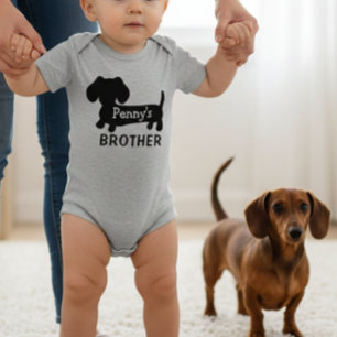 Dachshund's Baby Brother Personalised with Name Bodysuit