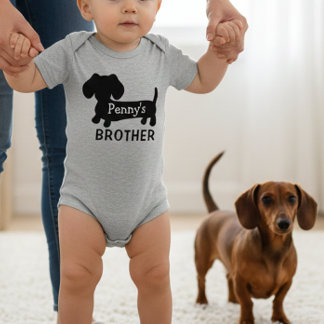 Dachshund's Baby Brother Personalised with Name Bodysuit