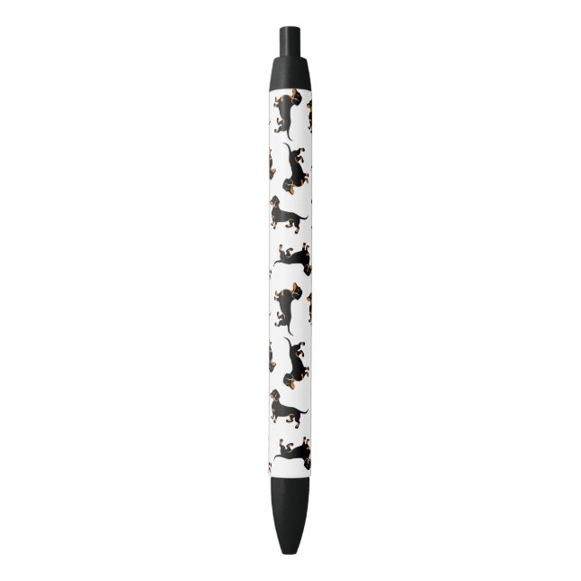 Dachshunds Black and Tan Doxie Pattern Ink Pen (Front Vertical)