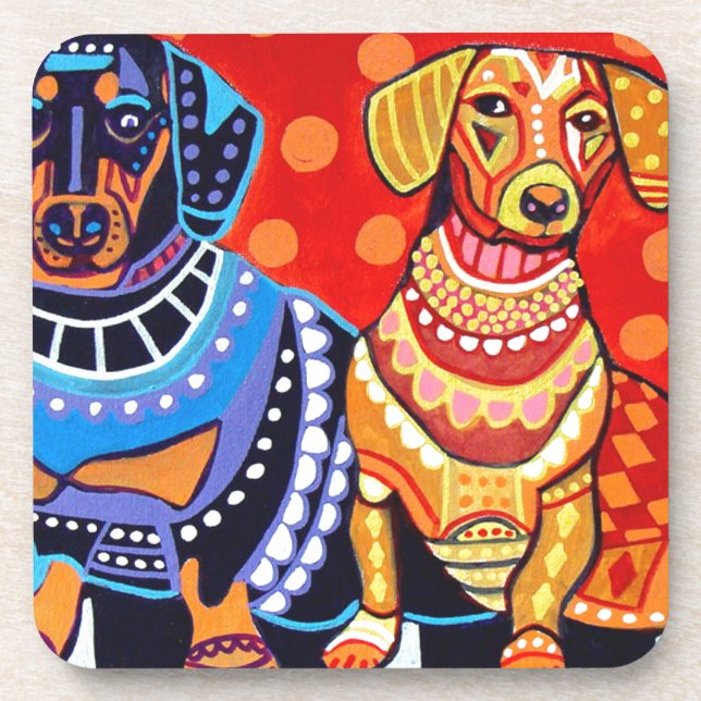 Dachshunds by Heather Galler Coaster (Front)