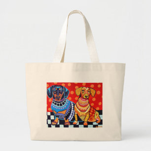 Dachshunds by Heather Galler Large Tote Bag