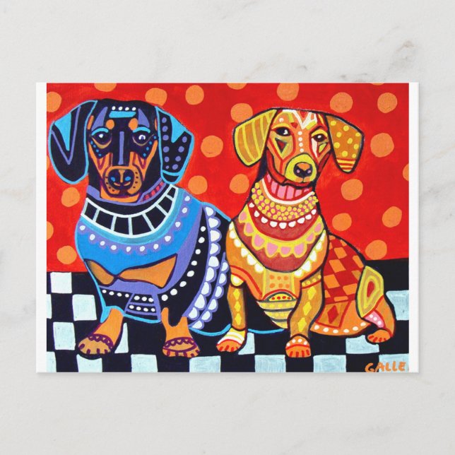 Dachshunds by Heather Galler Postcard (Front)