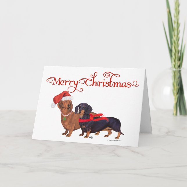 Dachshunds Christmas Holiday Card (Front)