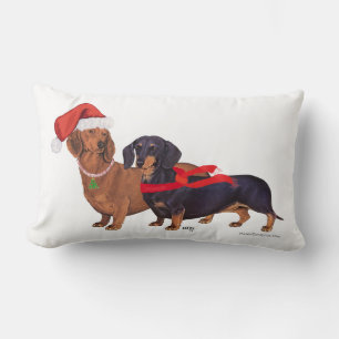 Dachshunds Christmas Lumbar Cushion