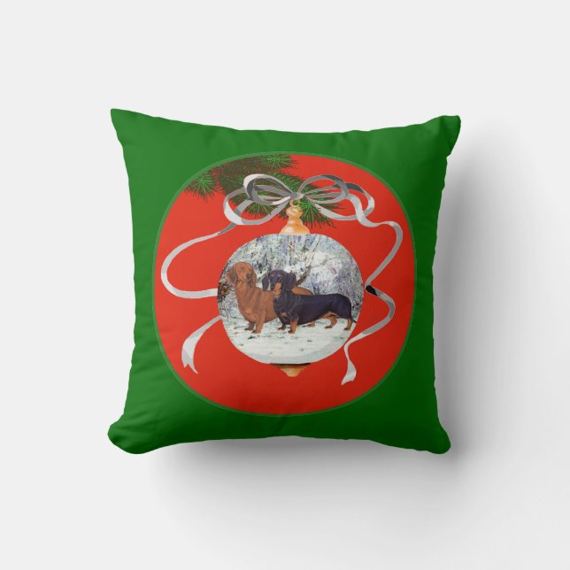 Dachshunds Christmas Ornament Cushion (Front)