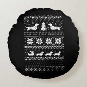 Dachshunds Christmas Round Cushion