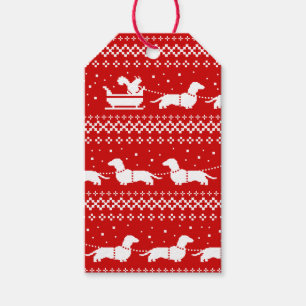Dachshunds Christmas Sleigh with Squirrel Holiday  Gift Tags