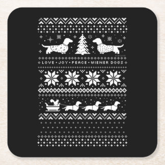 Dachshunds Christmas Square Paper Coaster