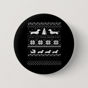Dachshunds Christmas Sweater Pattern Classic T-Shi 6 Cm Round Badge