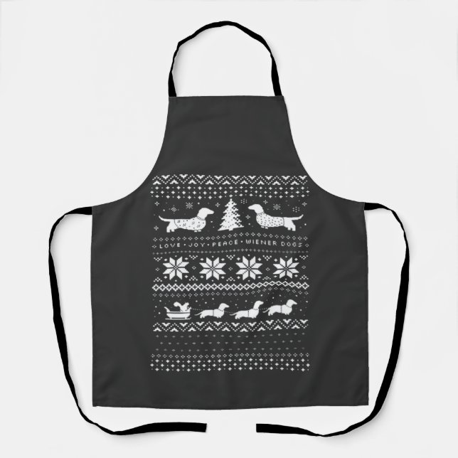 Dachshunds Christmas Sweater Pattern Classic T-Shi Apron (Front)