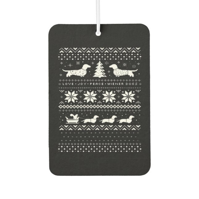 Dachshunds Christmas Sweater Pattern Classic T-Shi Car Air Freshener (Front)