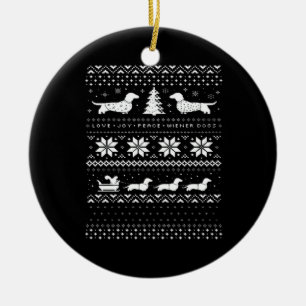 Dachshunds Christmas Sweater Pattern Classic T-Shi Ceramic Tree Decoration