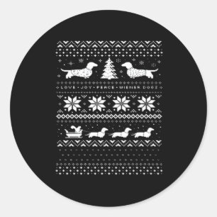 Dachshunds Christmas Sweater Pattern Classic T-Shi Classic Round Sticker