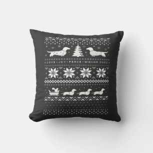 Dachshunds Christmas Sweater Pattern Classic T-Shi Cushion
