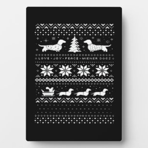 Dachshunds Christmas Sweater Pattern Classic T-Shi Plaque