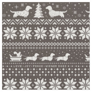 Dachshunds Christmas Sweater Pattern Fabric