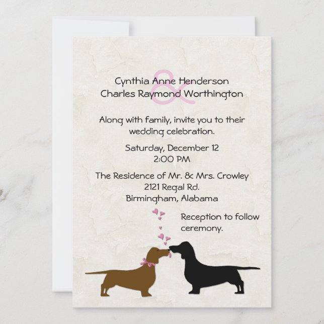Dachshunds Custom Ivory Wedding Invitation (Front)