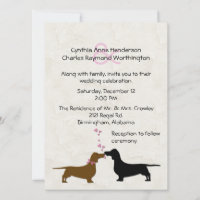 Dachshunds Custom Ivory Wedding Invitation