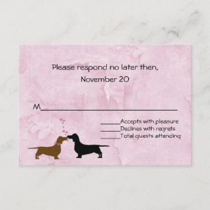 Dachshunds Custom Pink Wedding RSVP Card
