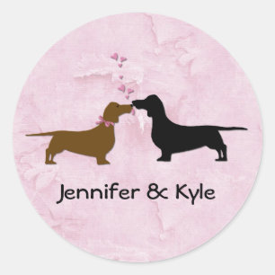 Dachshunds Custom Wedding Stickers