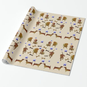 Dachshunds & Dog Bones Watercolor Wrapping Paper