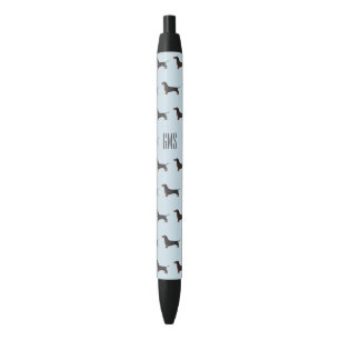Dachshunds Dogs Pattern Monogrammed Black Ink Pen