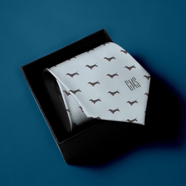 Dachshunds Dogs Pattern Monogrammed Tie (Creator Uploaded)