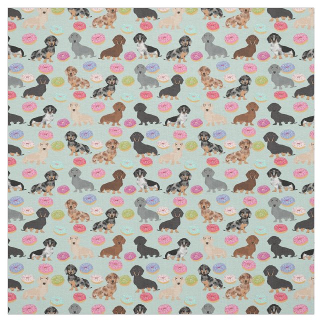 Dachshunds Doughnuts Fabric - cute doxie fabric (Swatch)