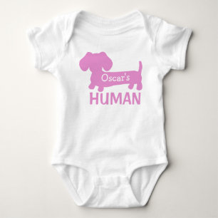 Dachshund's Girl Human Personalised in Pink   Baby Bodysuit