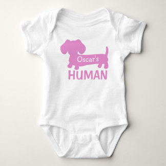 Dachshund's Girl Human Personalised in Pink Baby Bodysuit