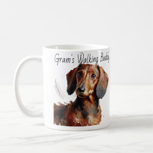 Dachshunds/ Gram's Walking Buddy Modern Coffee Mug (Left)