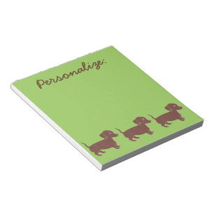 Dachshunds Green Personalised Notepad
